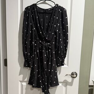 Zara Black Polka Dot Wrap Dress